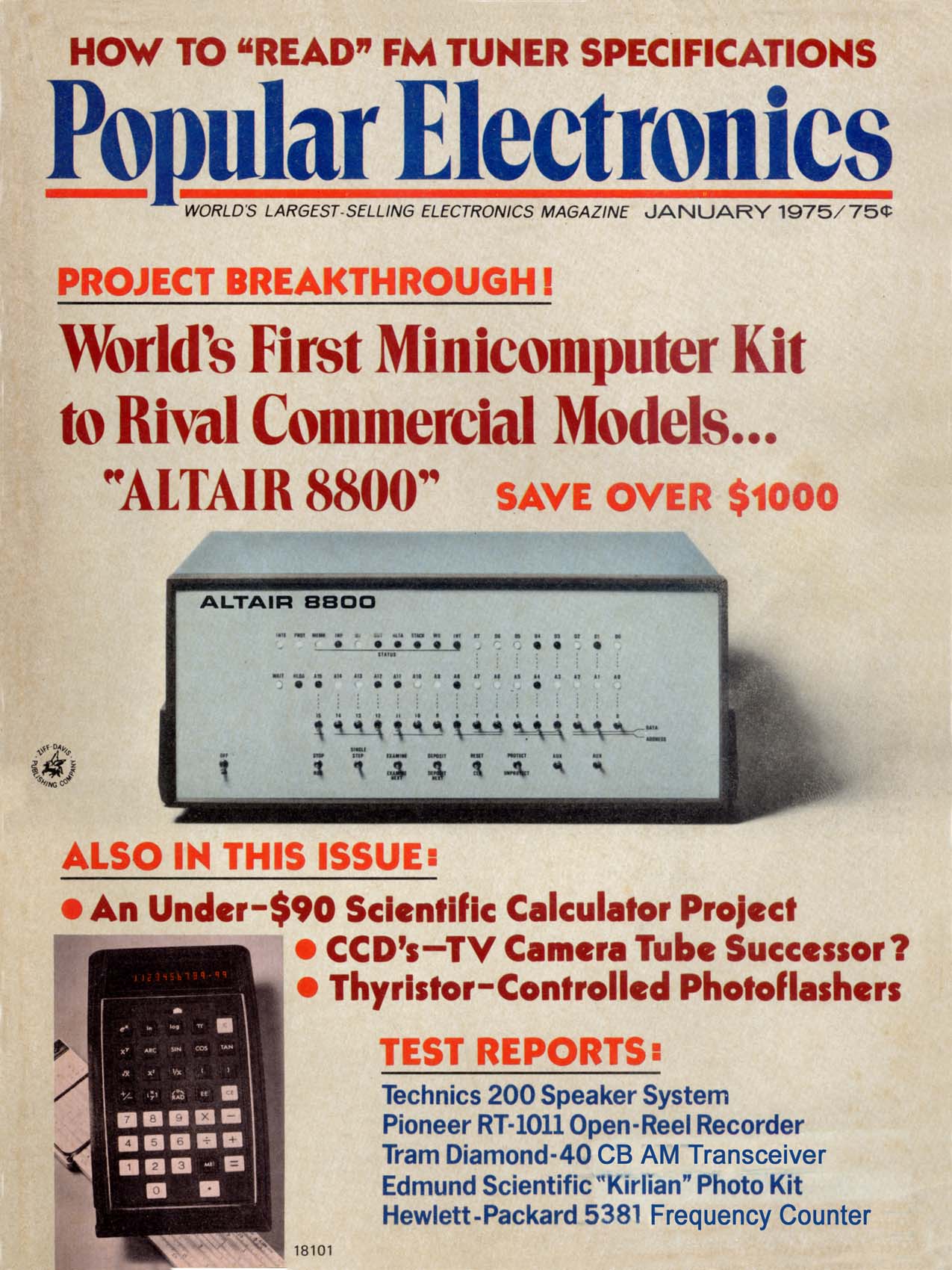 La création de l'ère informatique, l'Altair 8800 où le système stellaire de Star Trek ! 5 PE Jan 1975 Cover
